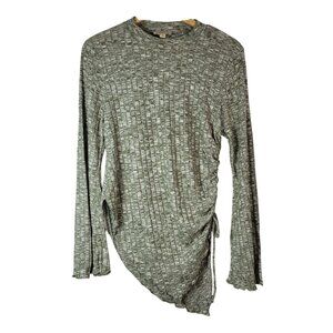 2/$15 London Rose Tunic Sweater Green XL Mock Collar Shirred Long Sleeve Ribbed